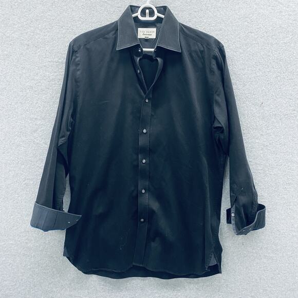 Ted Baker Endurance Shirt Mens 15.5 32/33 Black Button Up Long Sleeve Oncore - Picture 1 of 8